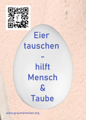 Aufkleber Eier tauschen- hilft Mensch& Taube